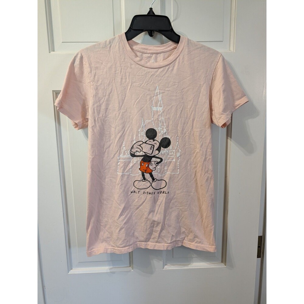 Walt Disney World Mickey Mouse Castle Pink T-Shirt Women's Small